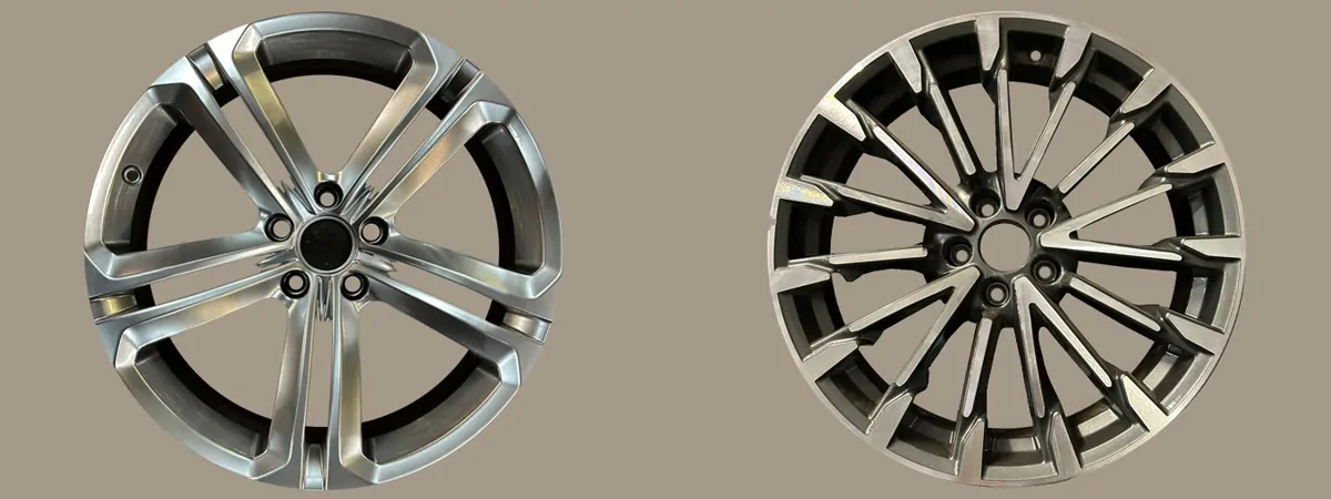 Jante alliage remise à neuf après dévoilage et redressage de précision en Gironde.